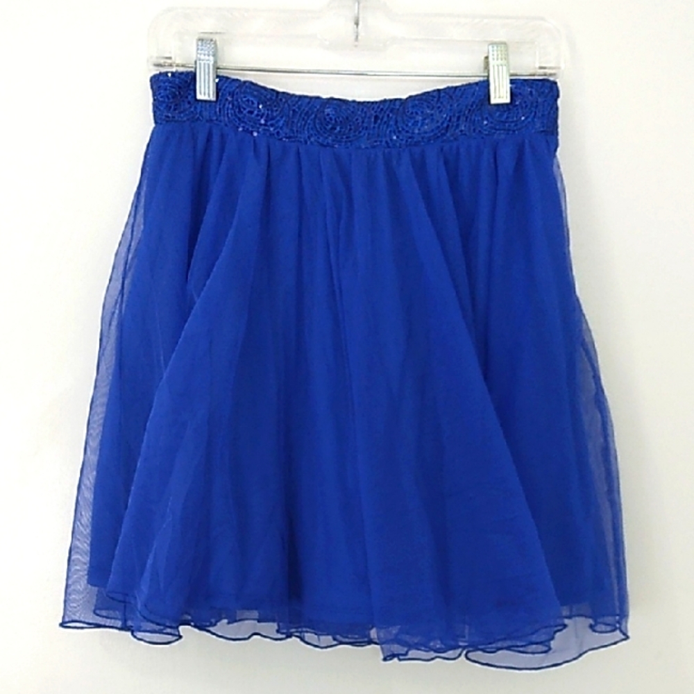 Tutu Mesh Layer Lagenlook Mini Skirt Sz 7 Sequin Waist Ballet Core‎ Regency Core